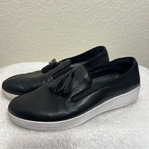 Fitflop Tassel Superskate Women's Wedge Sneaker Loafer C20-001 Black Size 8.5
